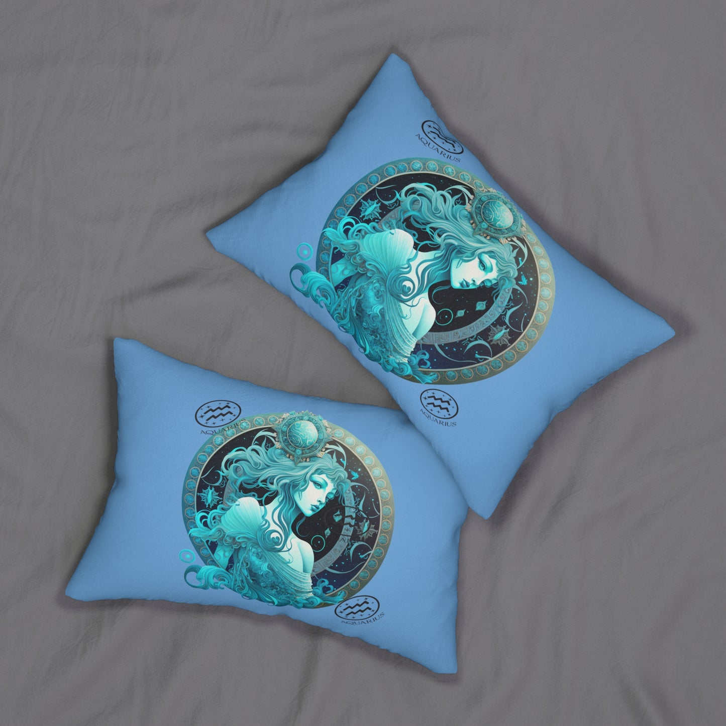 Modern Spun Polyester Lumbar Pillow/Aquarius