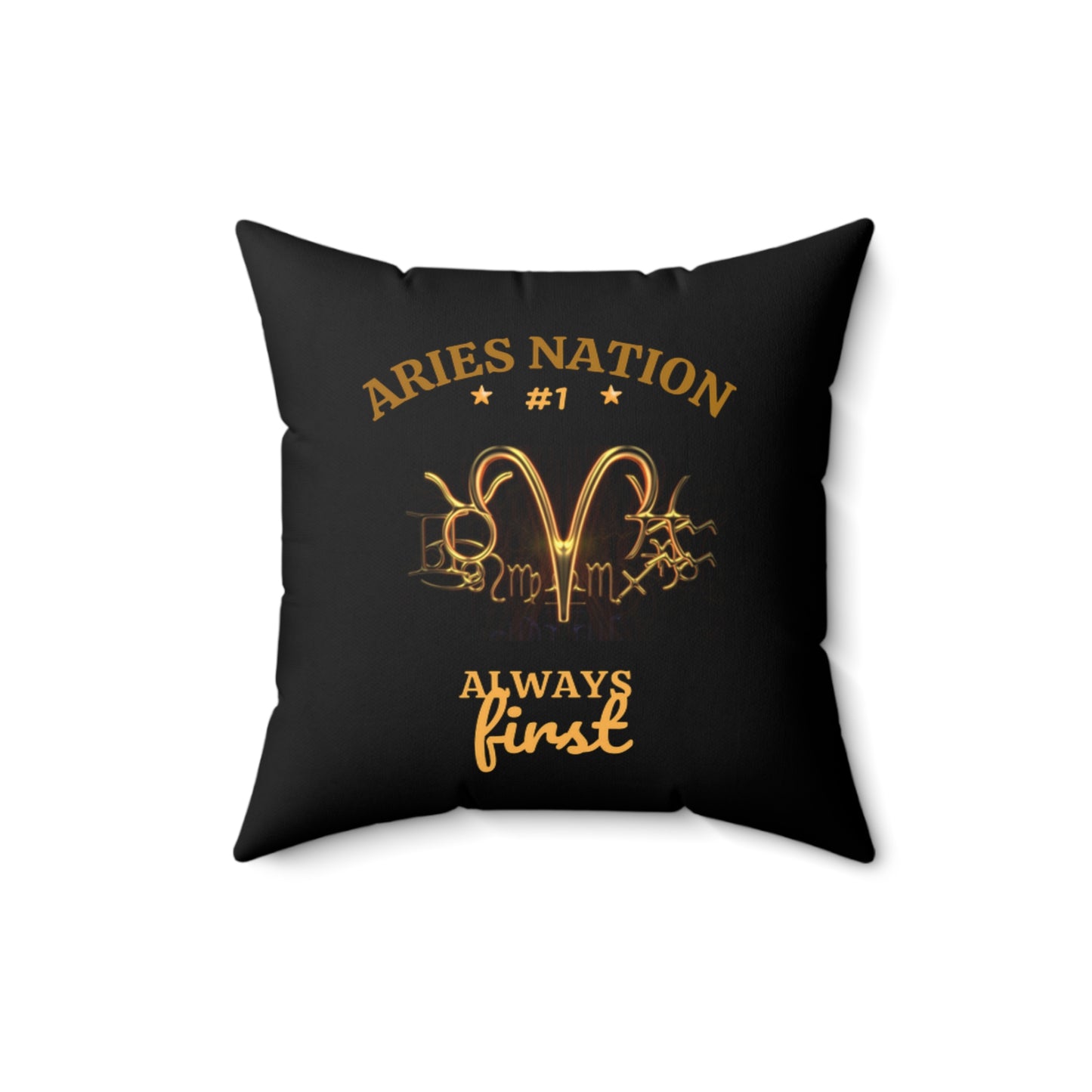 Black Accent/ Spun Polyester Square Pillow__Aries Nation