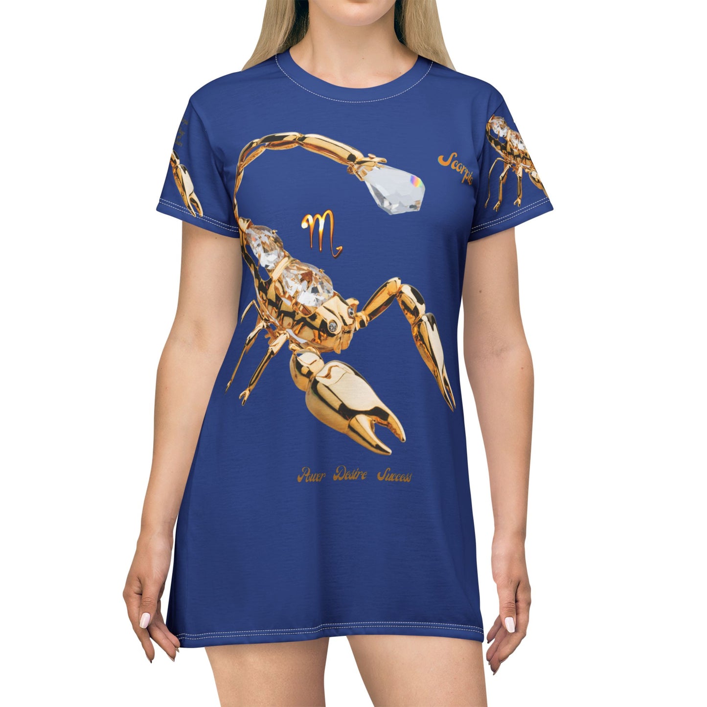 Scorpio Power All Over Print T-Shirt Dress - Dark Blue