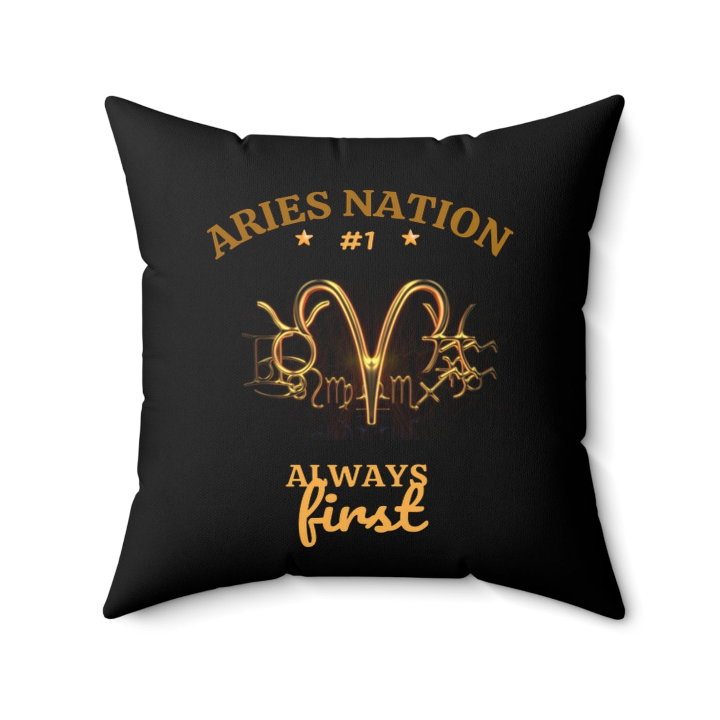 Black Accent/ Spun Polyester Square Pillow__Aries Nation