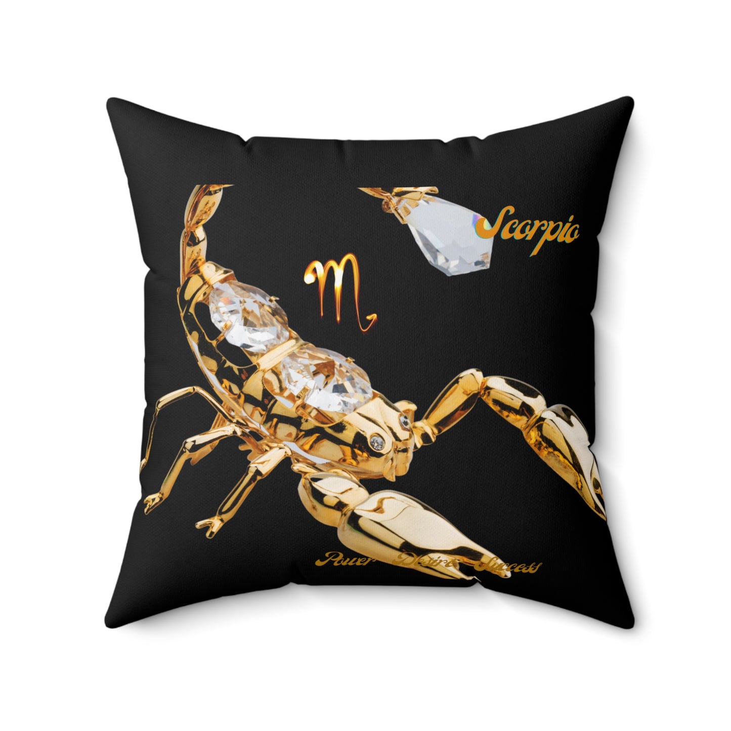 Spun Polyester Square Pillow____Scorpio/Black