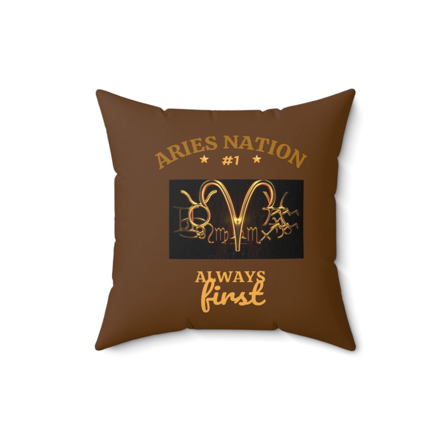 Brown Accent/ Spun Polyester Square Pillow__Aries Nation