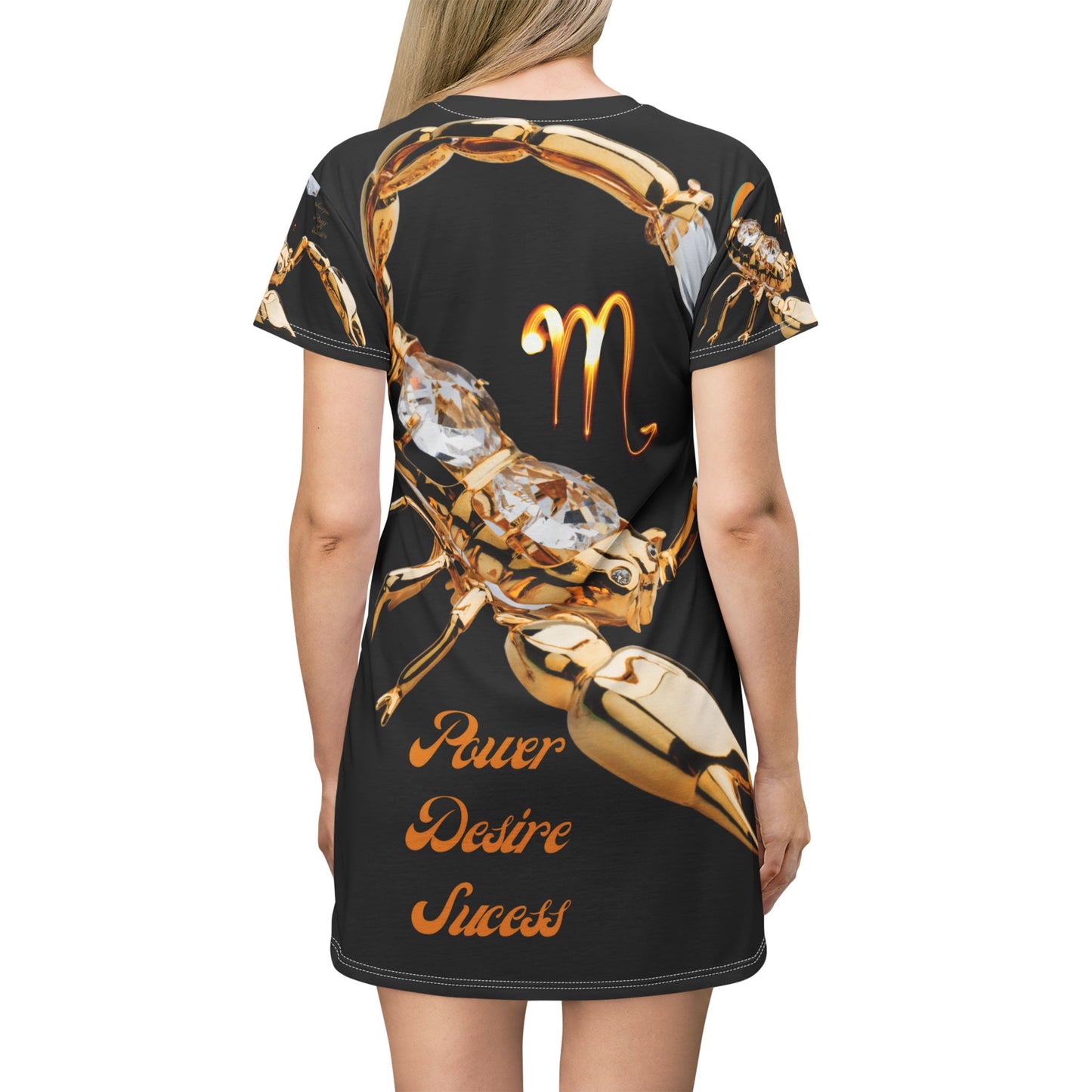 All Over Print T-Shirt Dress_Scorpio Power/Black