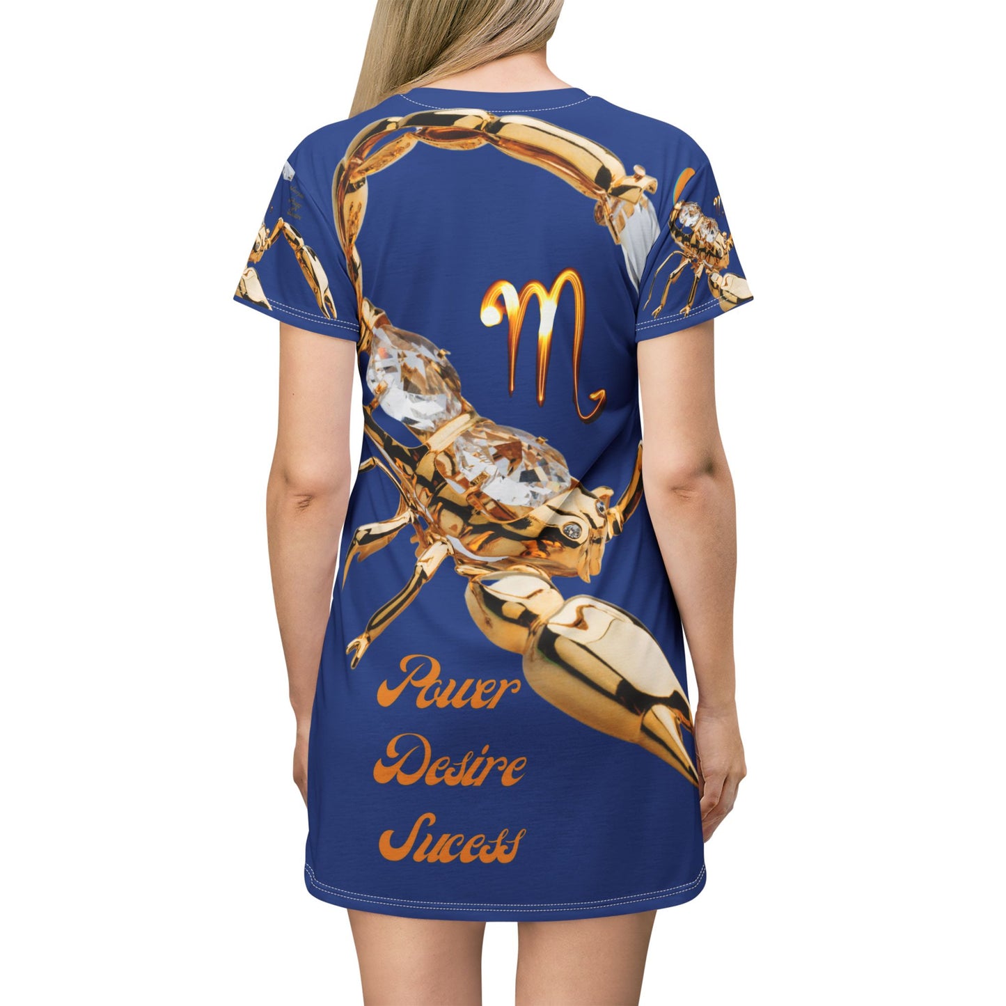 Scorpio Power All Over Print T-Shirt Dress - Dark Blue
