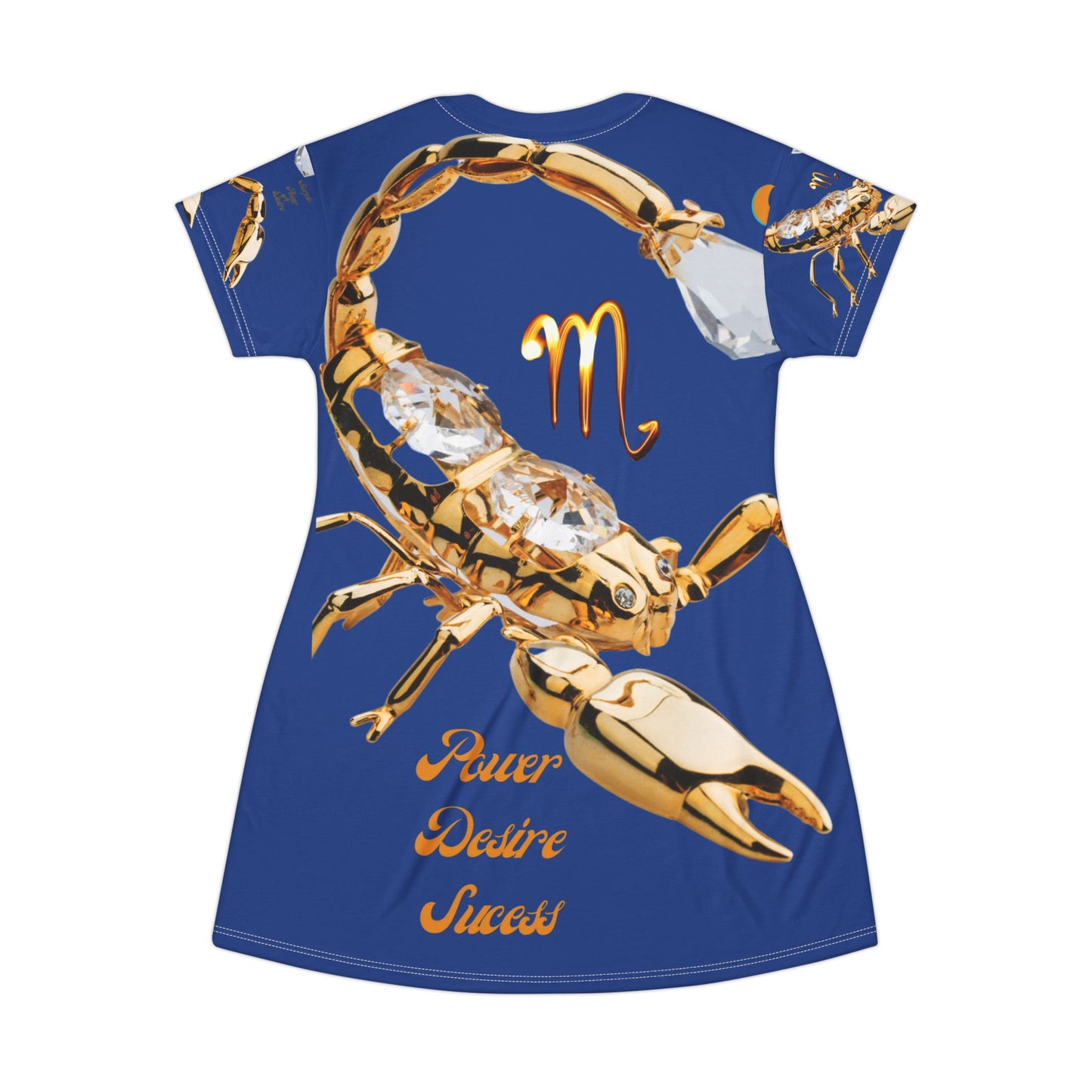 Scorpio Power All Over Print T-Shirt Dress - Dark Blue