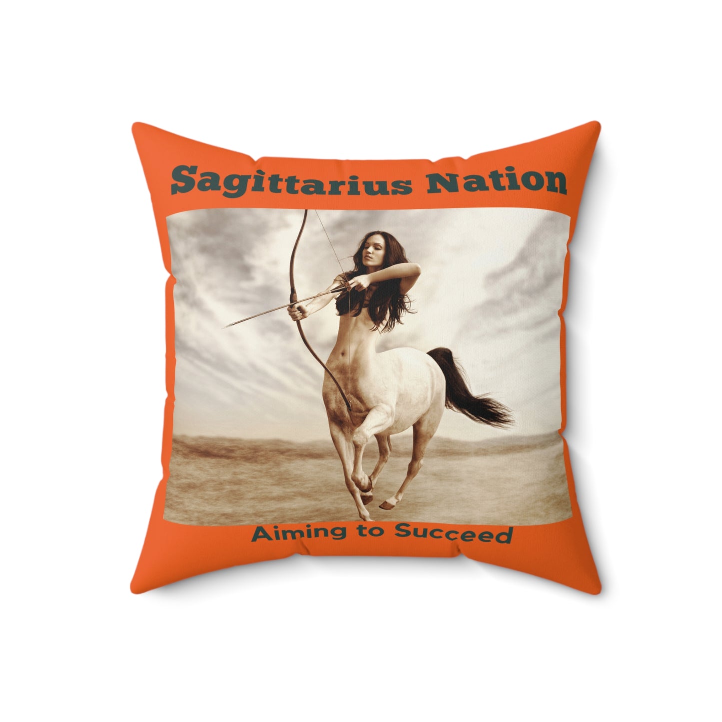 Spun Polyester Square Pillow___Sagittarius/Orange