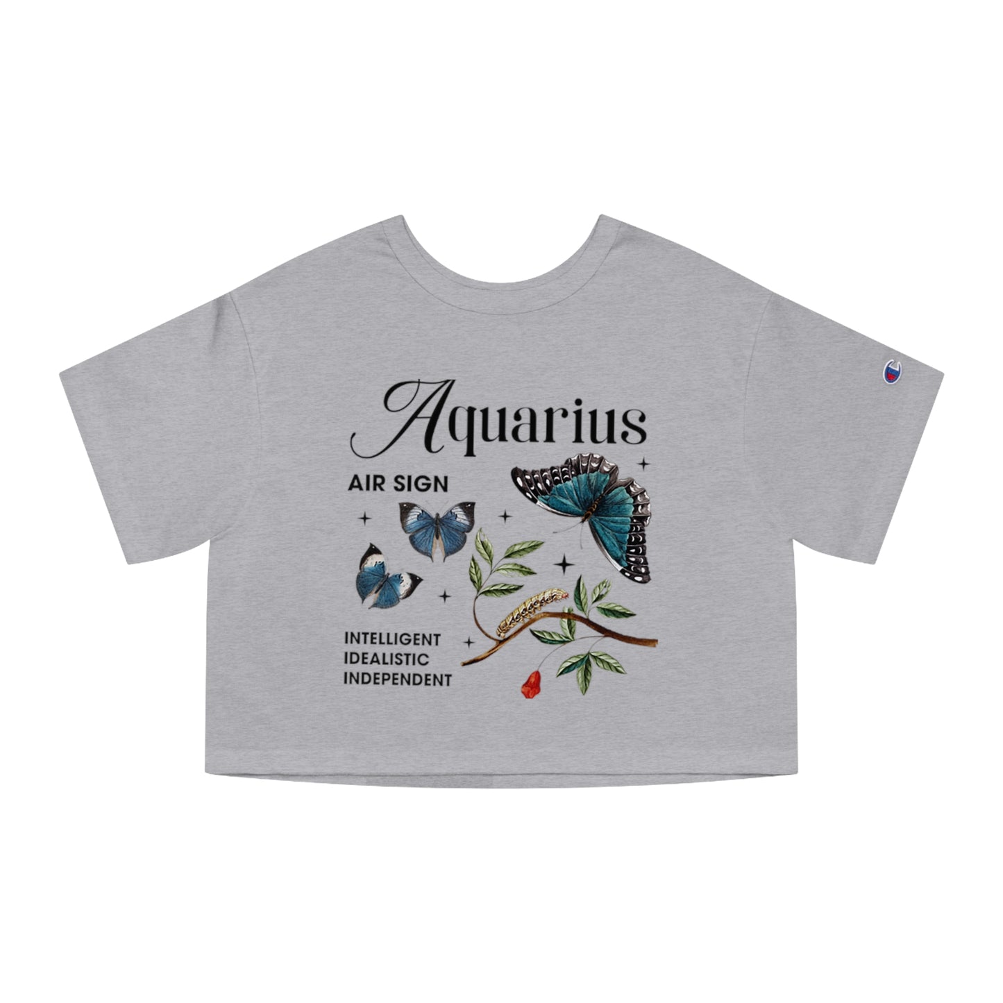 Cropped T-Shirt - Aquarius Astrology Design for Champion Women's Heritage