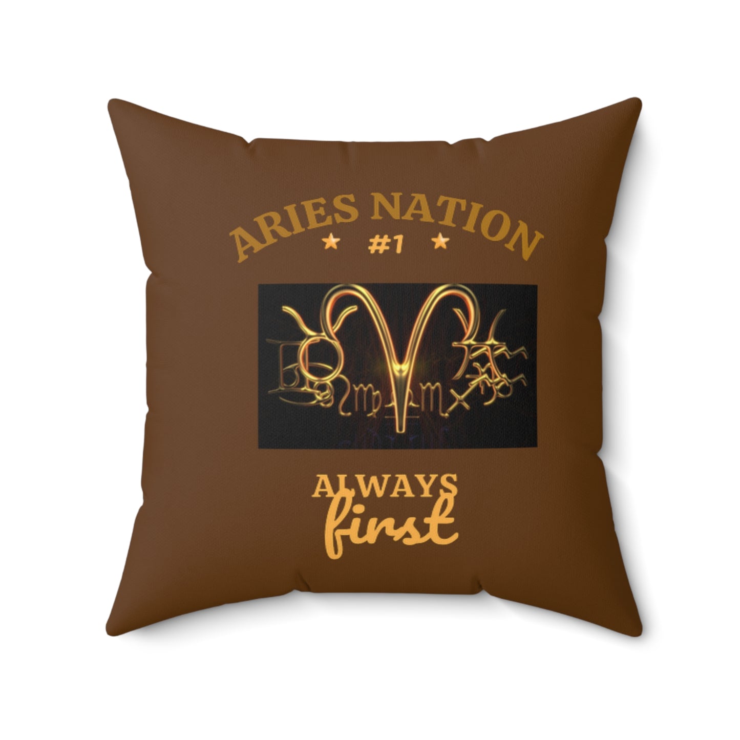 Brown Accent/ Spun Polyester Square Pillow__Aries Nation
