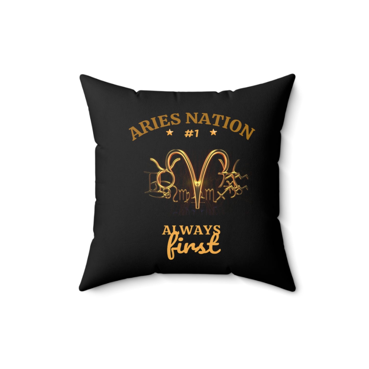 Black Accent/ Spun Polyester Square Pillow__Aries Nation