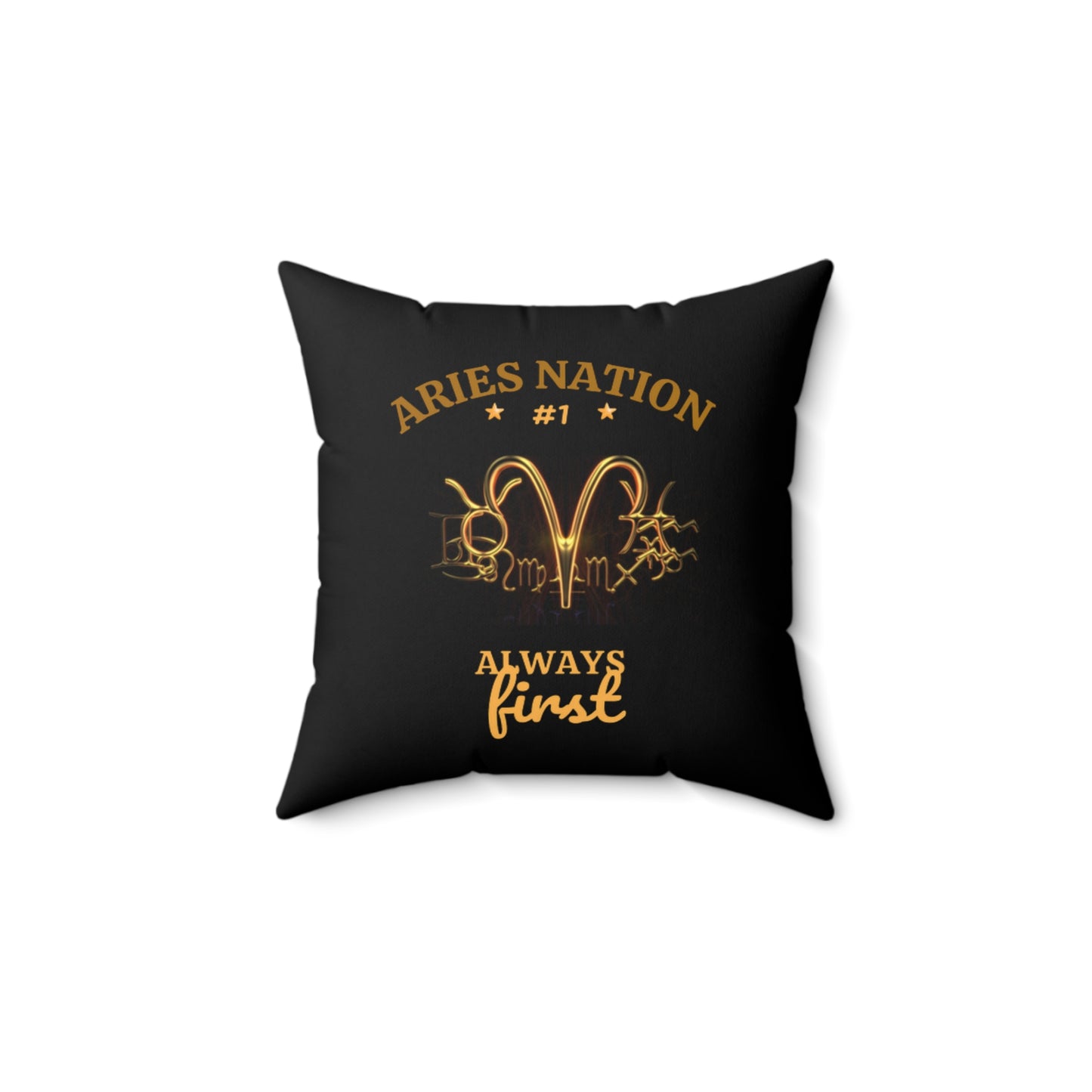 Black Accent/ Spun Polyester Square Pillow__Aries Nation