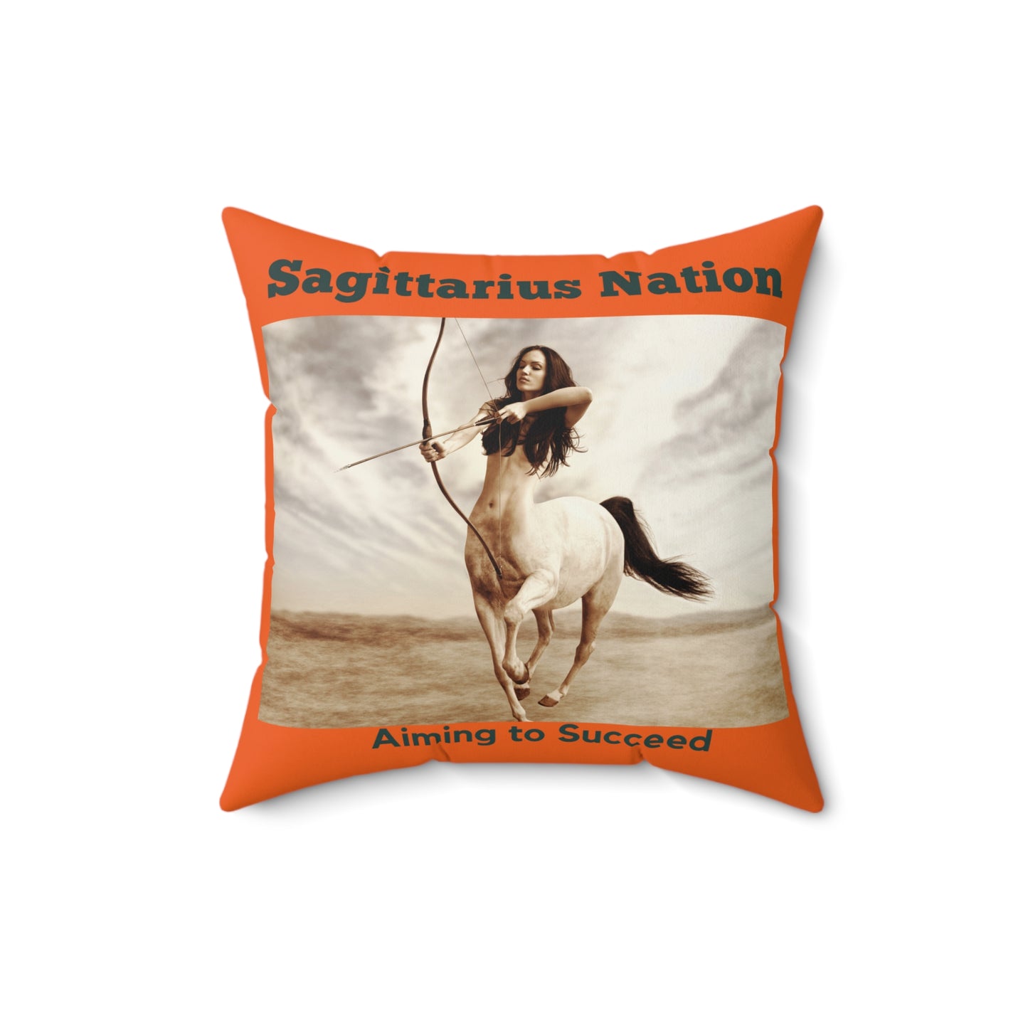 Spun Polyester Square Pillow___Sagittarius/Orange