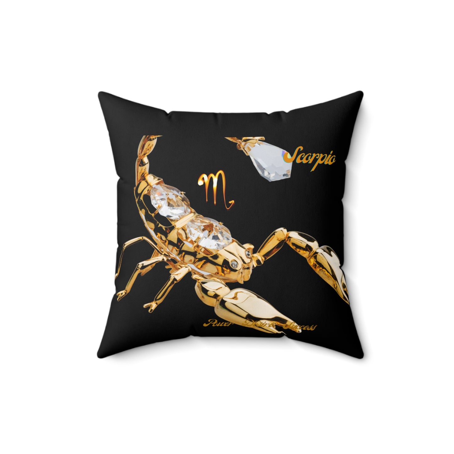 Spun Polyester Square Pillow____Scorpio/Black
