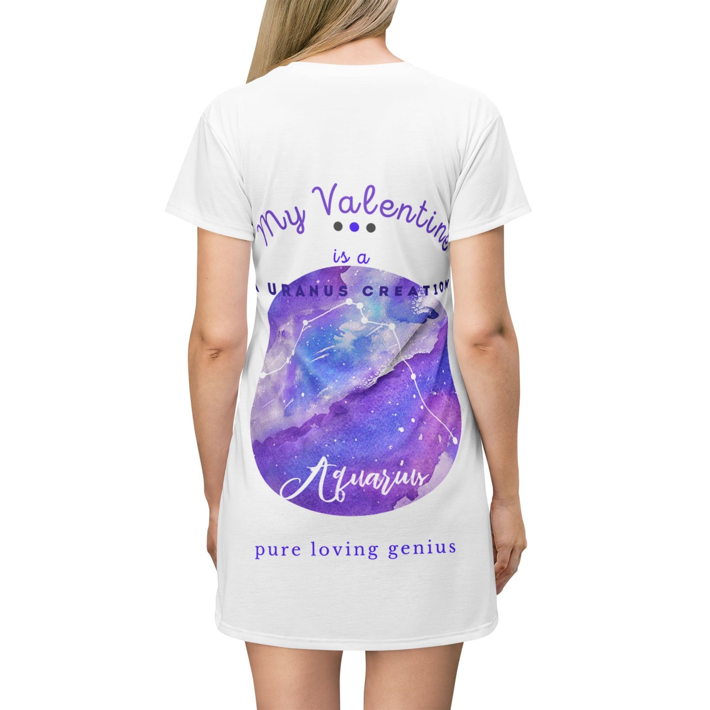 All Over Print T-Shirt Dress_______Aquarius/Valentine *