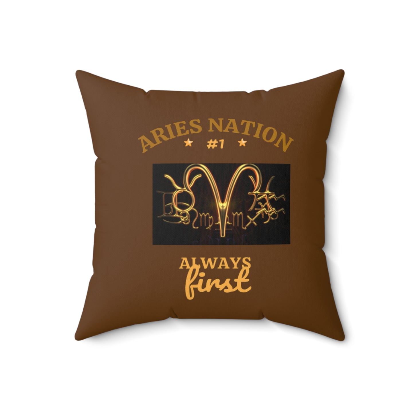 Brown Accent/ Spun Polyester Square Pillow__Aries Nation