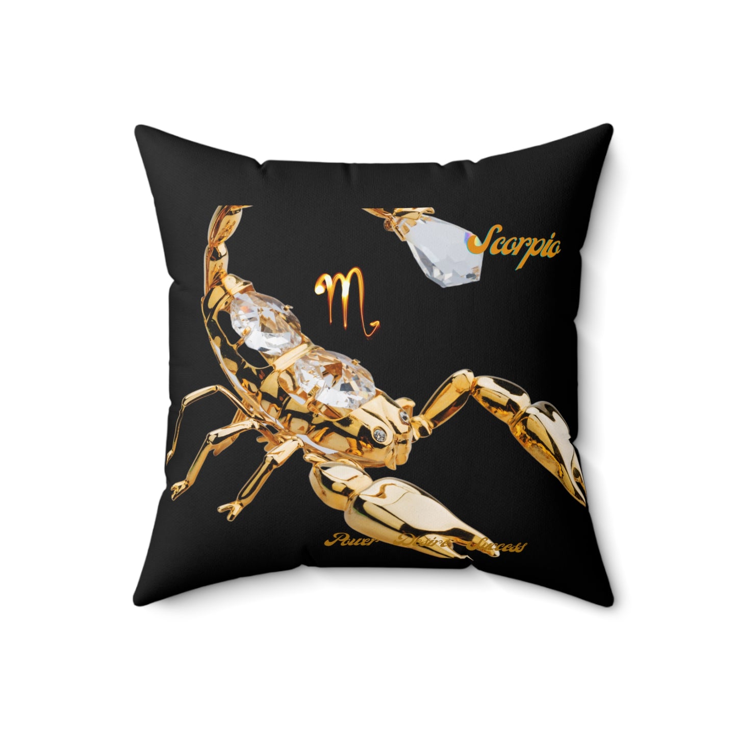 Spun Polyester Square Pillow____Scorpio/Black