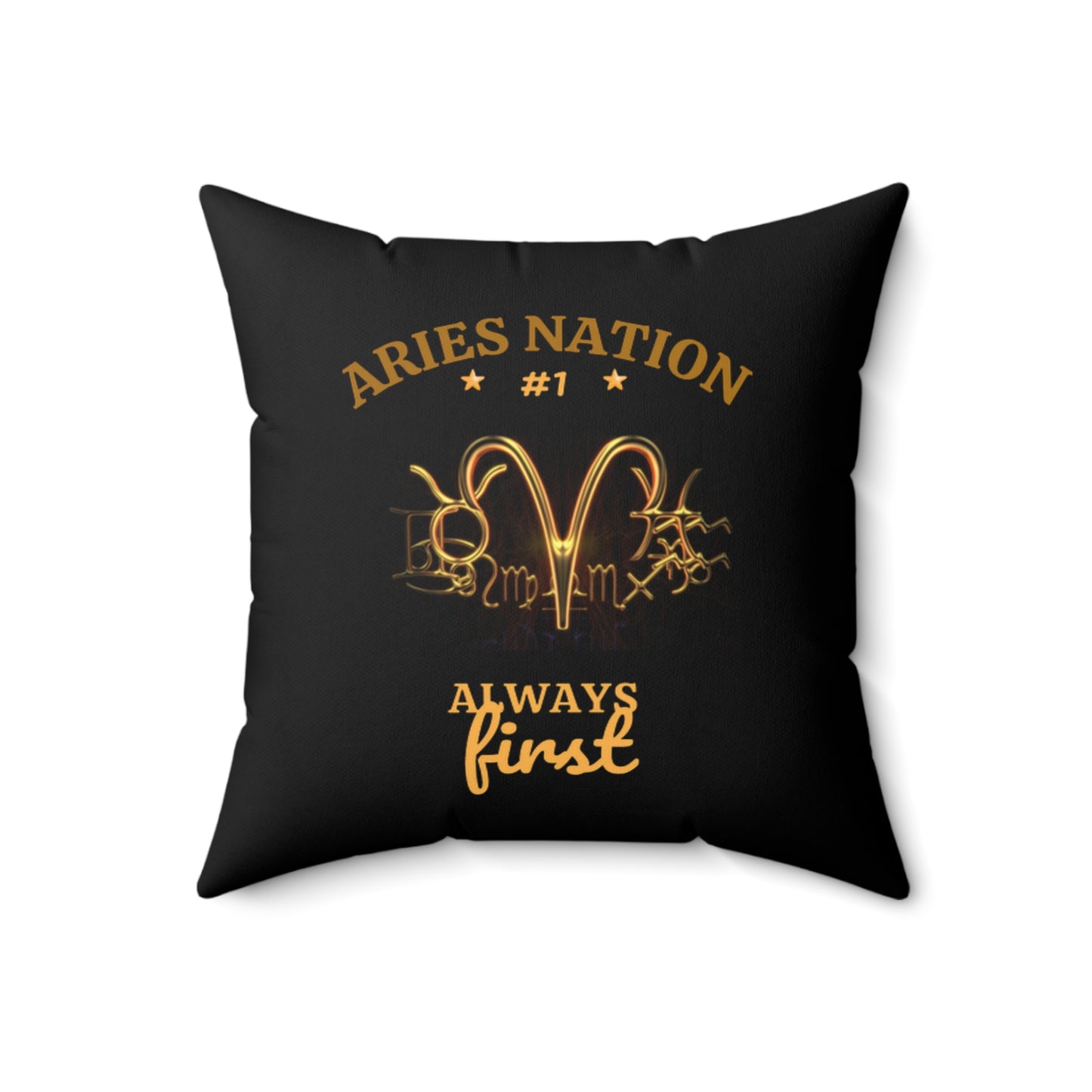 Black Accent/ Spun Polyester Square Pillow__Aries Nation
