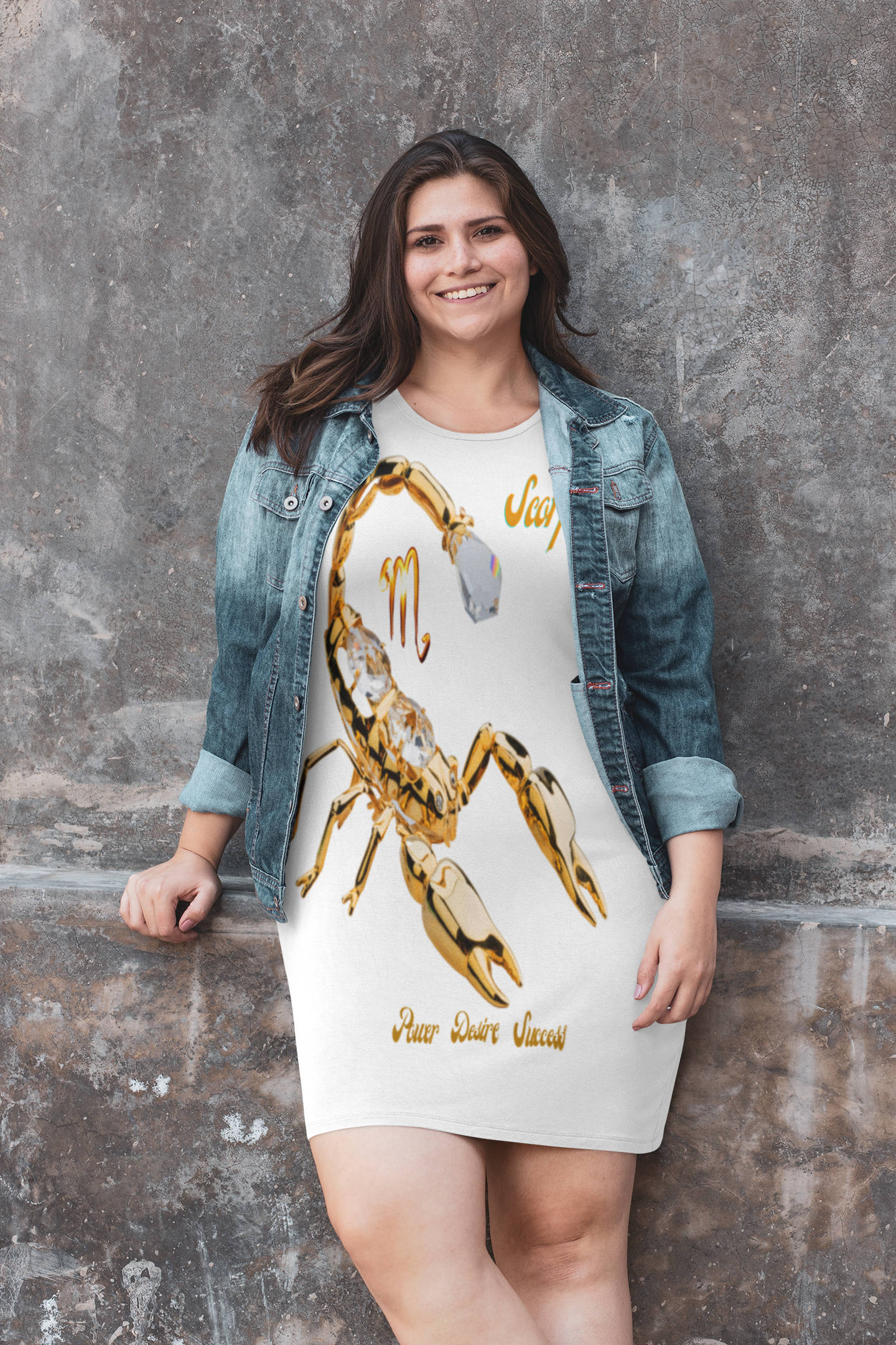 All Over Print T-Shirt Dress___Scorpio Power/White