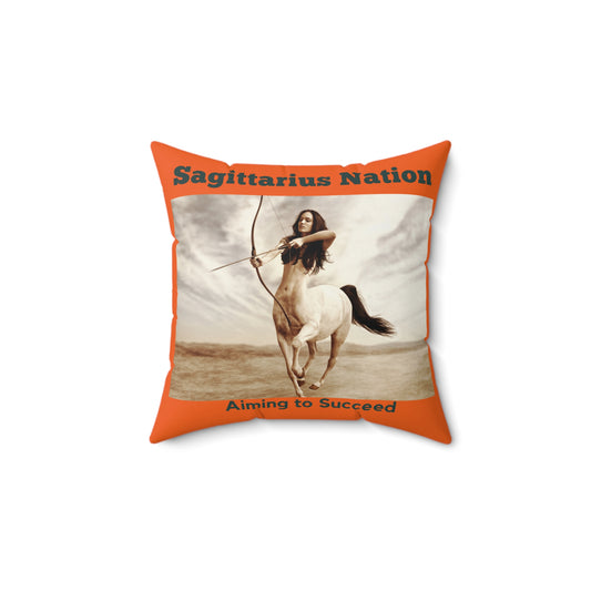 Spun Polyester Square Pillow___Sagittarius/Orange