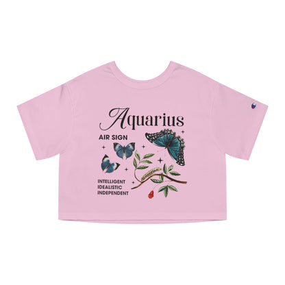 Cropped T-Shirt - Aquarius Astrology Design for Champion Ladies Heritage