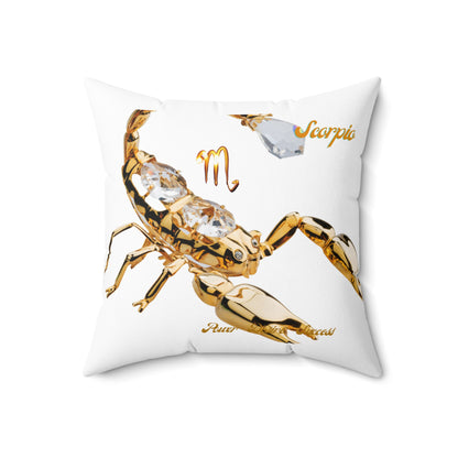 Spun Polyester Square Pillow____Scorpio/White