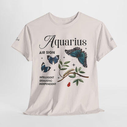 Aquarius Unisex Tee - Sustainable Dual Print Heavy Cotton Shirt for Adults