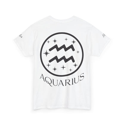 Aquarius Unisex Tee - Sustainable Dual Print Heavy Cotton Shirt for Adults