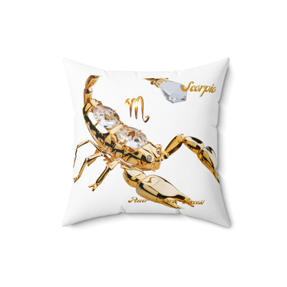 Spun Polyester Square Pillow____Scorpio/White