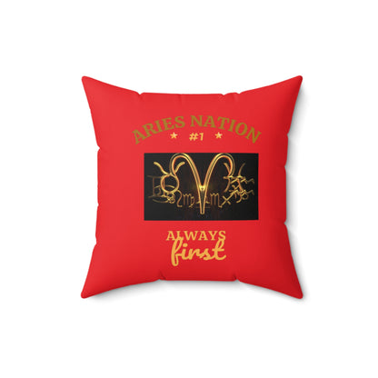 Red Accent/Spun Polyester Square Pillow__Aries Nation