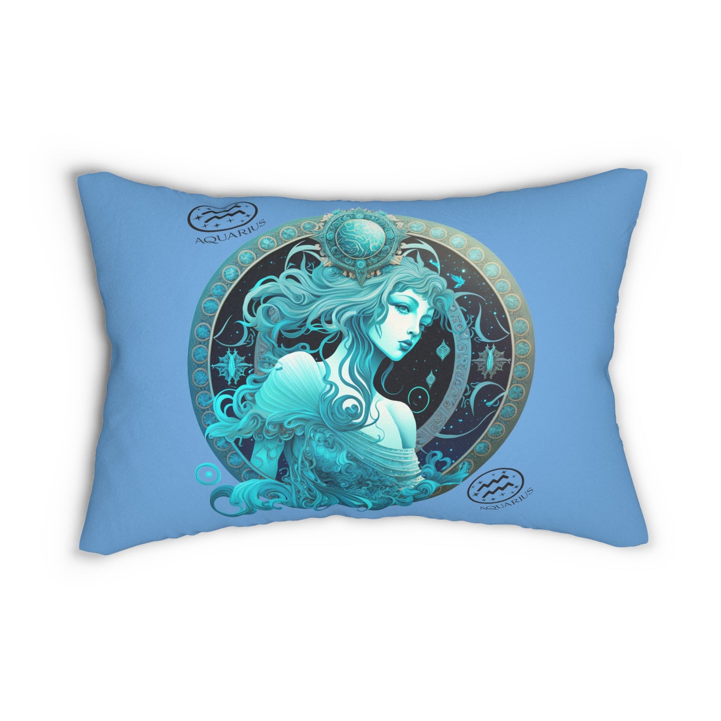 Modern Spun Polyester Lumbar Pillow/Aquarius