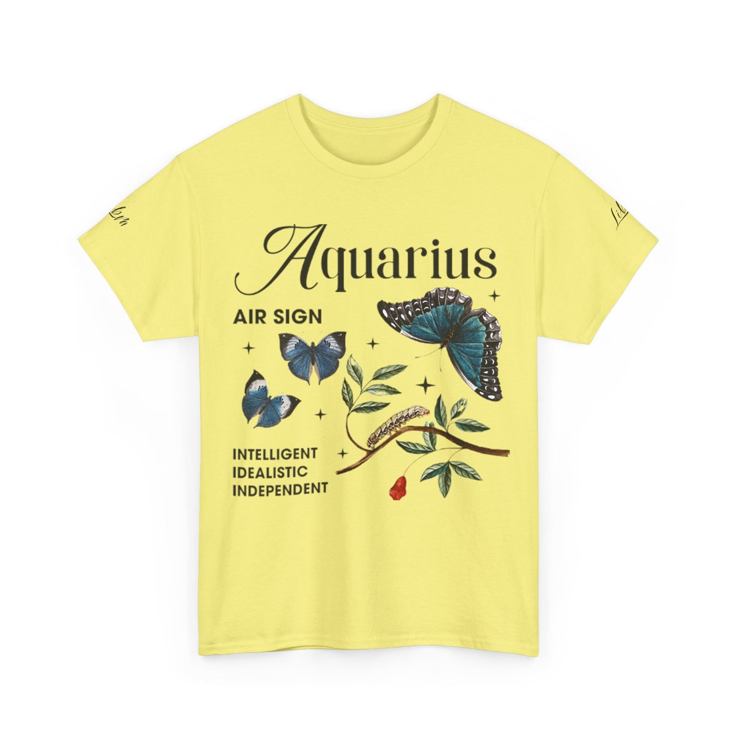 Aquarius Unisex Tee - Sustainable Dual Print Heavy Cotton Shirt for Adults