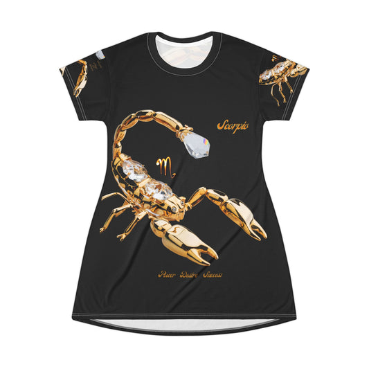 All Over Print T-Shirt Dress_Scorpio Power/Black
