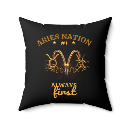 Black Accent/ Spun Polyester Square Pillow__Aries Nation
