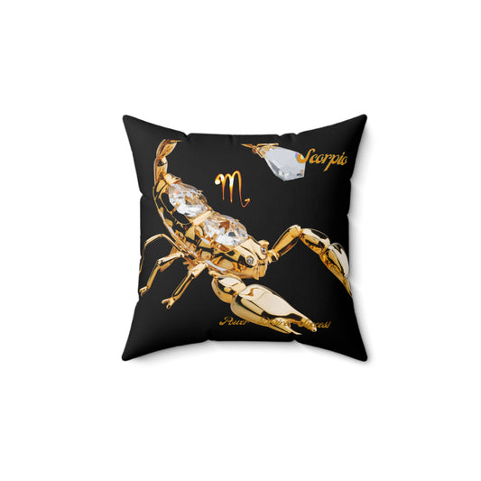 Spun Polyester Square Pillow____Scorpio/Black