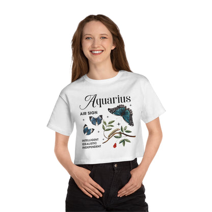 Cropped T-Shirt - Aquarius Astrology Design for Champion Women's Heritage