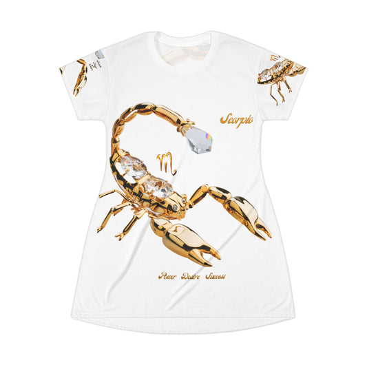 All Over Print T-Shirt Dress___Scorpio Power/White