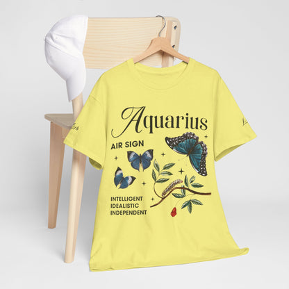 Aquarius Unisex Tee - Sustainable Dual Print Heavy Cotton Shirt for Adults