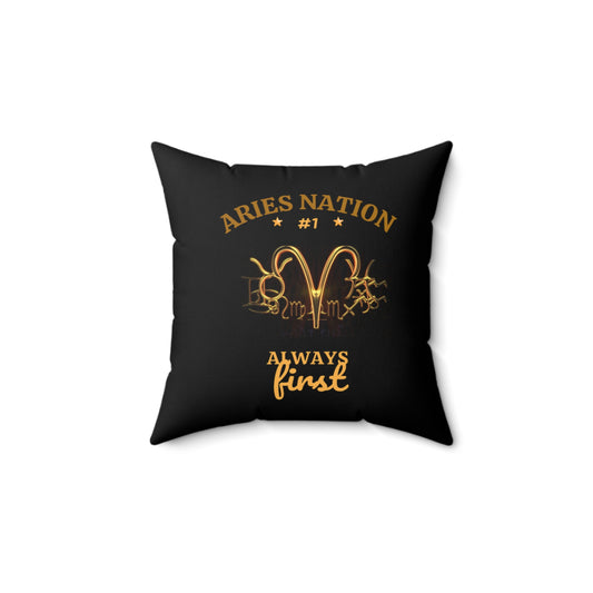 Black Accent/ Spun Polyester Square Pillow__Aries Nation