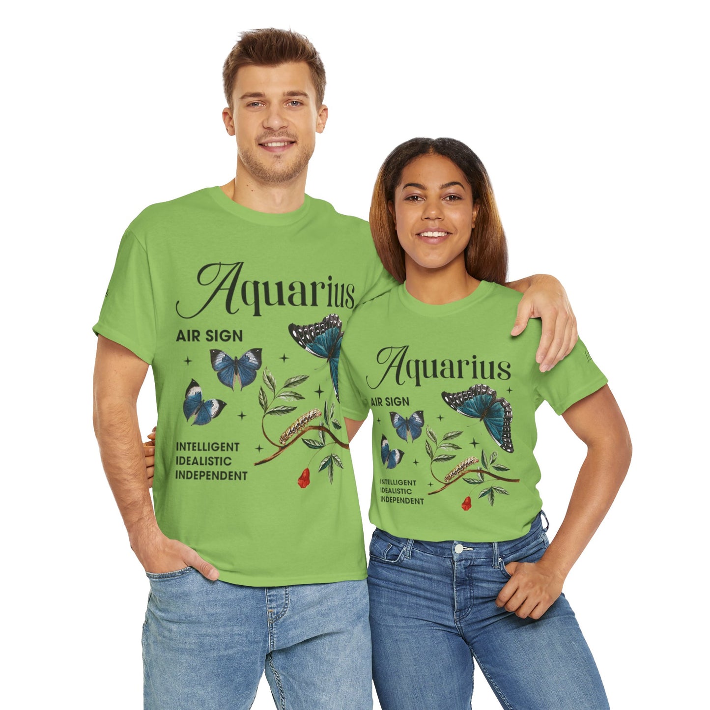 Aquarius Unisex Tee - Sustainable Dual Print Heavy Cotton Shirt for Adults