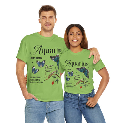Aquarius Unisex Tee - Sustainable Dual Print Heavy Cotton Shirt for Adults