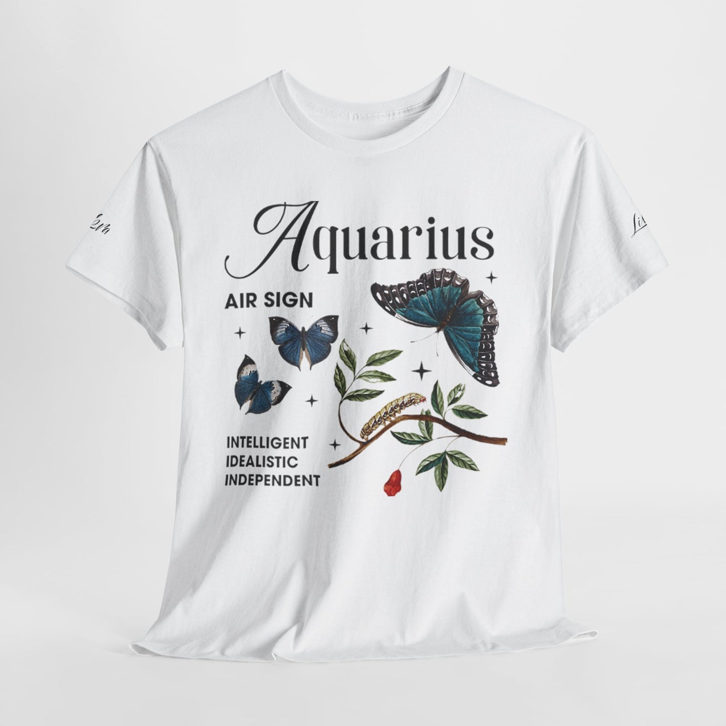 Aquarius Unisex Tee - Sustainable Dual Print Heavy Cotton Shirt for Adults