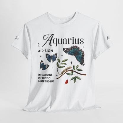 Aquarius Unisex Tee - Sustainable Dual Print Heavy Cotton Shirt for Adults