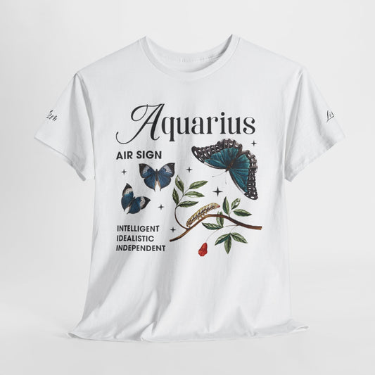 Aquarius Unisex Tee - Sustainable Dual Print Heavy Cotton Shirt for Adults