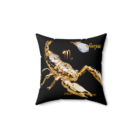 Spun Polyester Square Pillow____Scorpio/Black