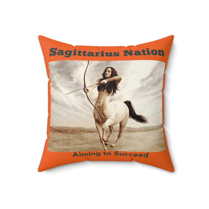 Spun Polyester Square Pillow___Sagittarius/Orange
