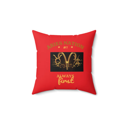 Red Accent/Spun Polyester Square Pillow__Aries Nation