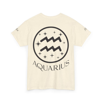 Aquarius Unisex Tee - Sustainable Dual Print Heavy Cotton Shirt for Adults
