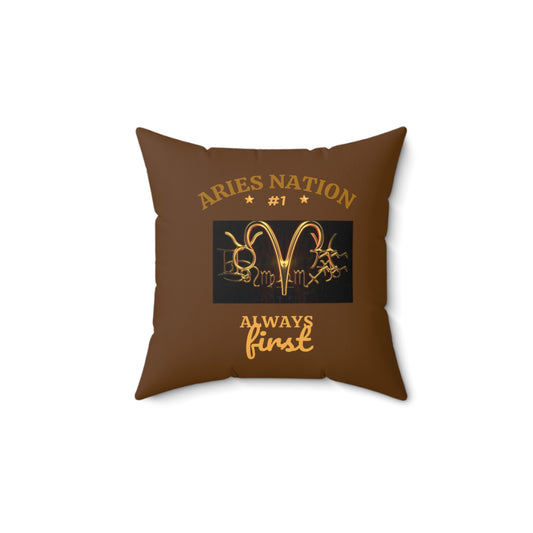 Brown Accent/ Spun Polyester Square Pillow__Aries Nation