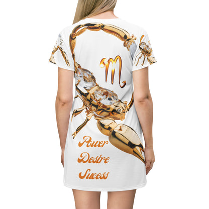 All Over Print T-Shirt Dress___Scorpio Power/White