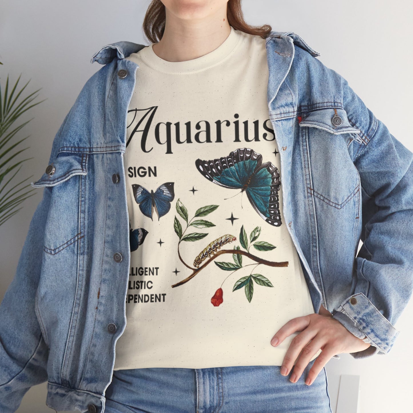 Aquarius Unisex Tee - Sustainable Dual Print Heavy Cotton Shirt for Adults