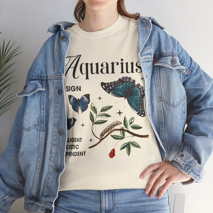 Aquarius Unisex Tee - Sustainable Dual Print Heavy Cotton Shirt for Adults